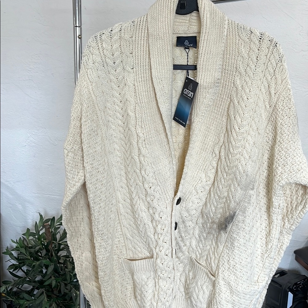 Cream Cable Knit Cardigan Sweater